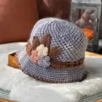 Women's Flowers Knitted Woolen Hat - Image 3