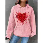 Trendy Waffle Print Long Sleeve Sweatshirt