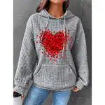Trendy Waffle Print Long Sleeve Sweatshirt - Image 5