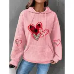 Trendy Waffle Print Long Sleeve Sweatshirt - Image 2
