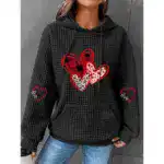 Trendy Waffle Print Long Sleeve Sweatshirt - Image 4