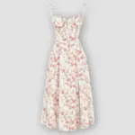 Floral Bustier Waist Shaper Dress with Midriff Accent - Image 5