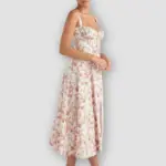 Floral Bustier Waist Shaper Dress with Midriff Accent - Image 7