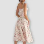 Floral Bustier Waist Shaper Dress with Midriff Accent - Image 8