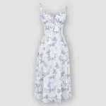 Floral Bustier Waist Shaper Dress with Midriff Accent - Image 9