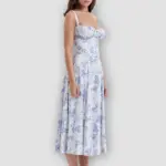 Floral Bustier Waist Shaper Dress with Midriff Accent - Image 11