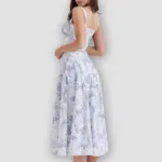 Floral Bustier Waist Shaper Dress with Midriff Accent - Image 12