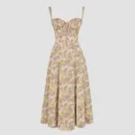 Floral Bustier Waist Shaper Dress with Midriff Accent - Image 2