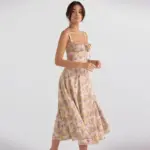 Floral Bustier Waist Shaper Dress with Midriff Accent
