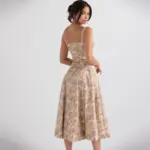 Floral Bustier Waist Shaper Dress with Midriff Accent - Image 4