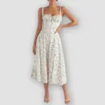 Floral Bustier Waist Shaper Dress with Midriff Accent - Image 14