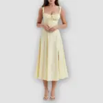 Floral Bustier Waist Shaper Dress with Midriff Accent - Image 20