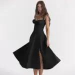 Floral Bustier Waist Shaper Dress with Midriff Accent - Image 29