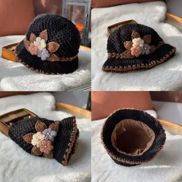 Double-layer crochet beanie